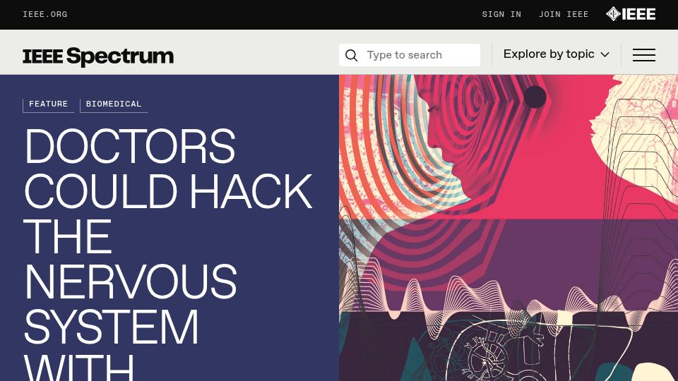 Screenshot of spectrum.ieee.org: Doctors could hack the nervous system with ultrasound