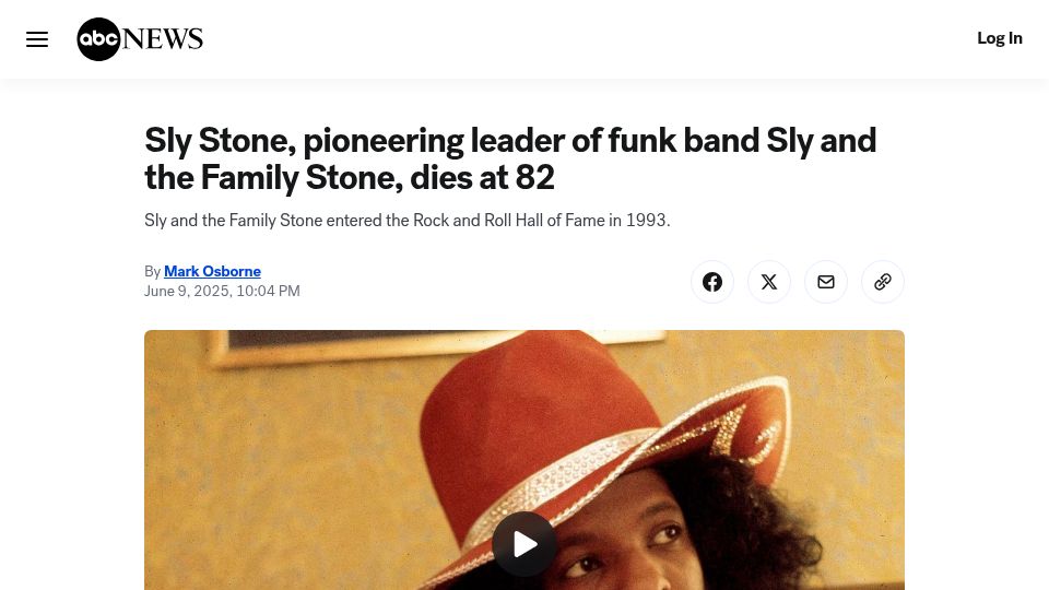 Screenshot of abcnews.go.com: Sly Stone has died