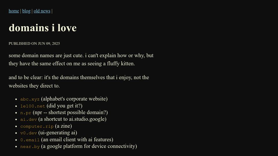 Screenshot of ahmedsaoudi.com: Domains I Love