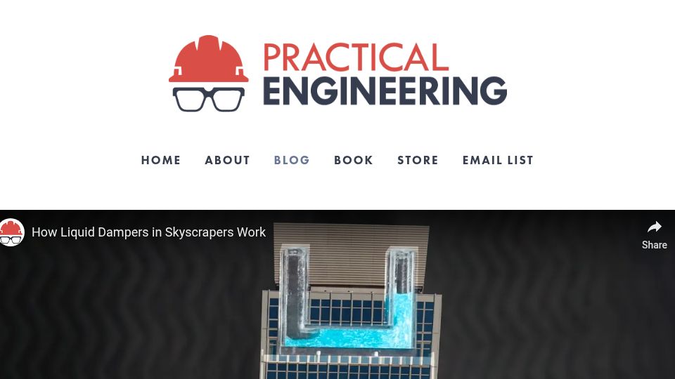 Screenshot of practical.engineering: The Hidden Engineering of Liquid Dampers in Skyscrapers
