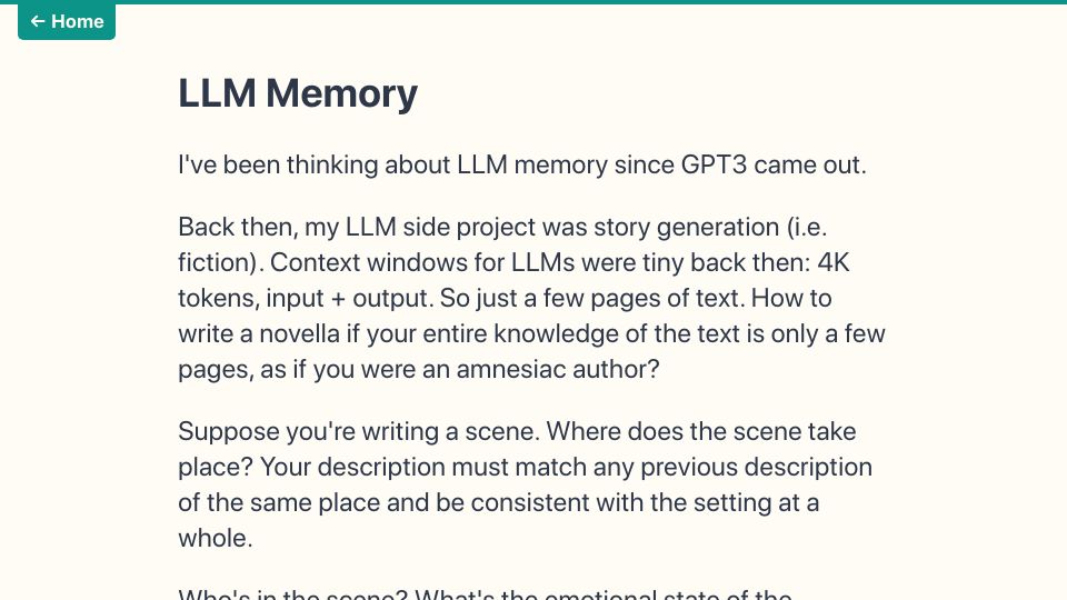 Screenshot of grantslatton.com: LLM Memory