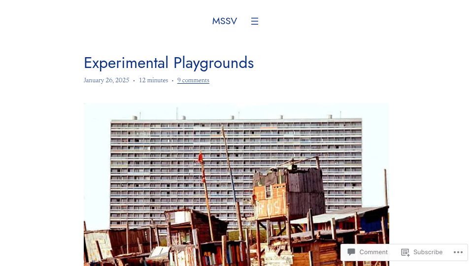 Screenshot of mssv.net: Experimental Playgrounds