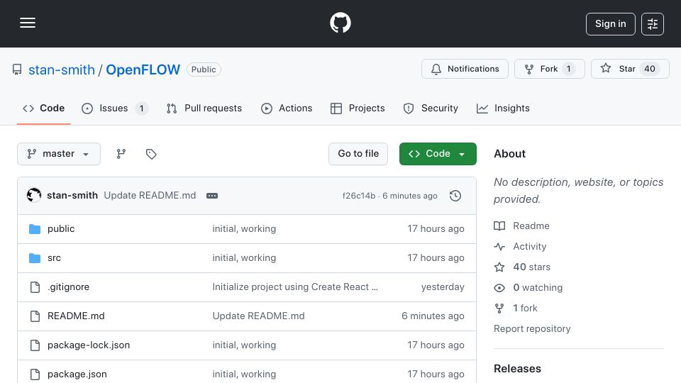 Screenshot of github.com: OpenFLOW – Quickly make beautiful infrastructure diagrams local to your machine