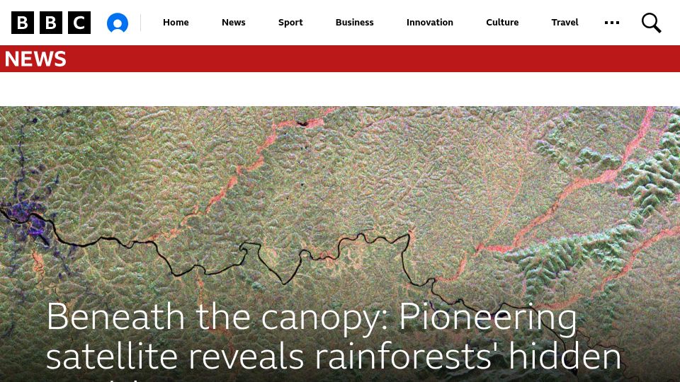 Screenshot of bbc.co.uk: Beneath the canopy: Pioneering satellite reveals rainforests' hidden worlds