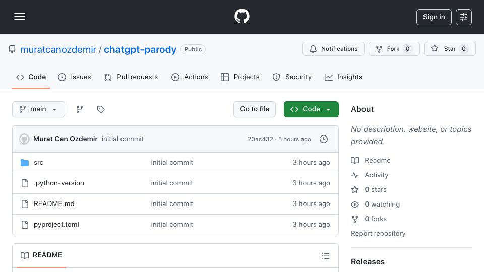 Screenshot of github.com: I made a parody of enterprise AI chatbots