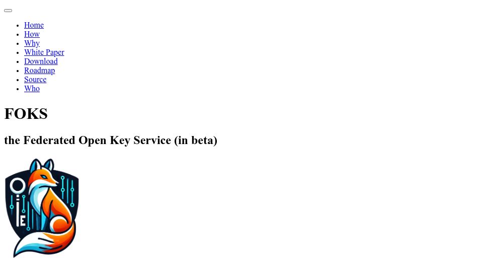 Screenshot of foks.pub: FOKS: Federated Open Key Service