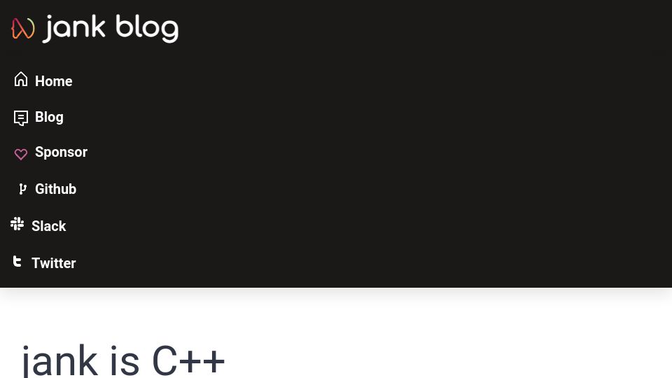 Screenshot of jank-lang.org: Jank is C++