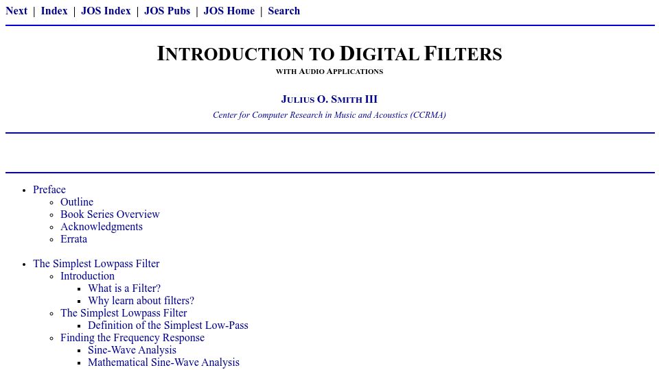 Screenshot of ccrma.stanford.edu: Introduction to Digital Filters (2024)