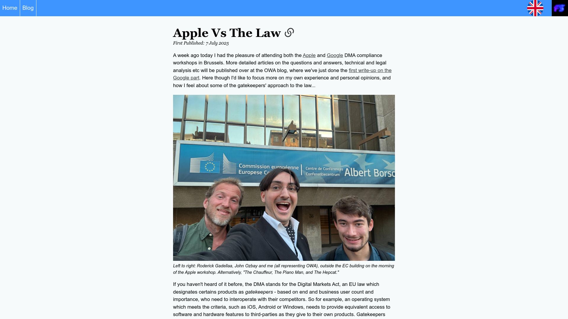 Screenshot of formularsumo.co.uk: Apple vs the Law