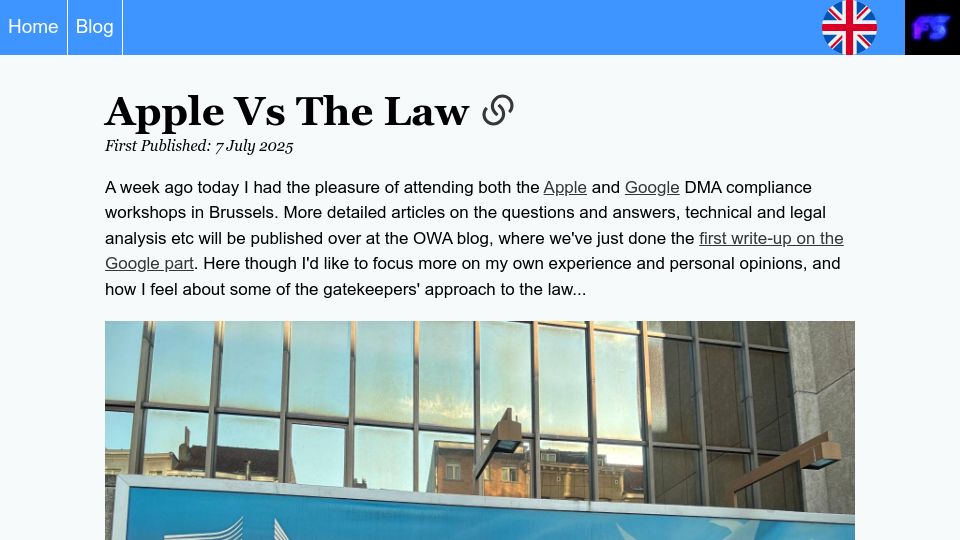 Screenshot of formularsumo.co.uk: Apple vs the Law