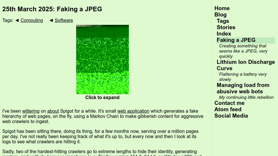 Screenshot of ty-penguin.org.uk: Faking a JPEG