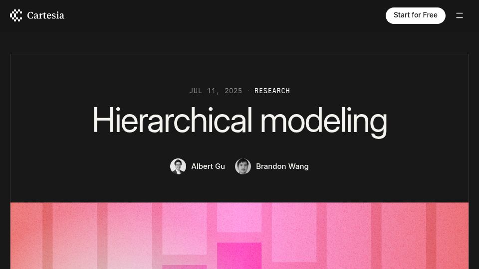 Screenshot of cartesia.ai: Hierarchical Modeling (H-Nets)