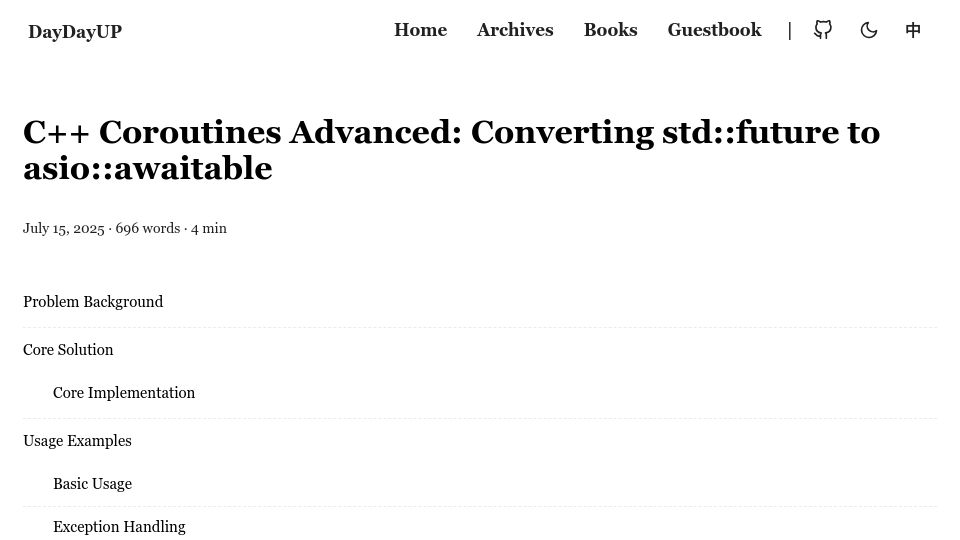 Screenshot of ddhigh.com: C++ Coroutines Advanced: Converting std:future to asio:awaitable