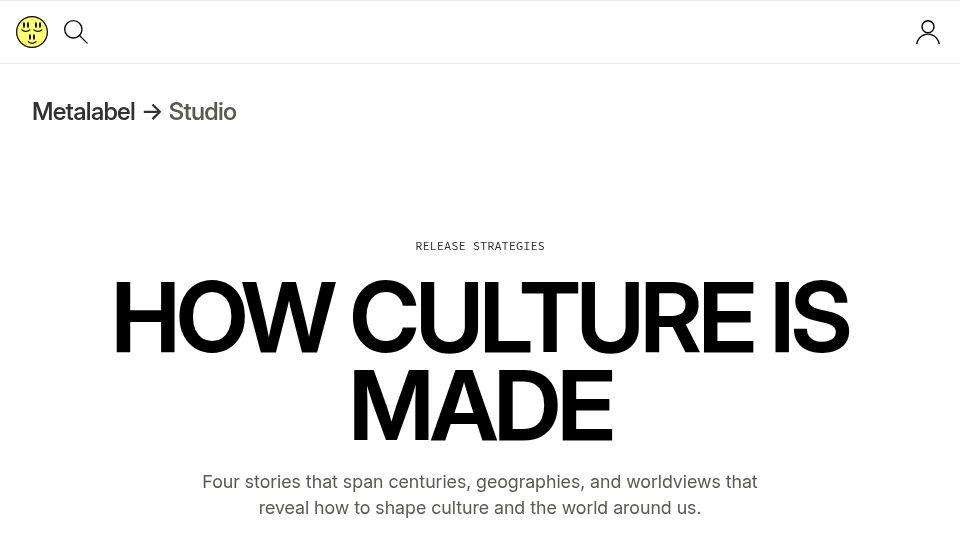 Screenshot of metalabel.com: How culture is made