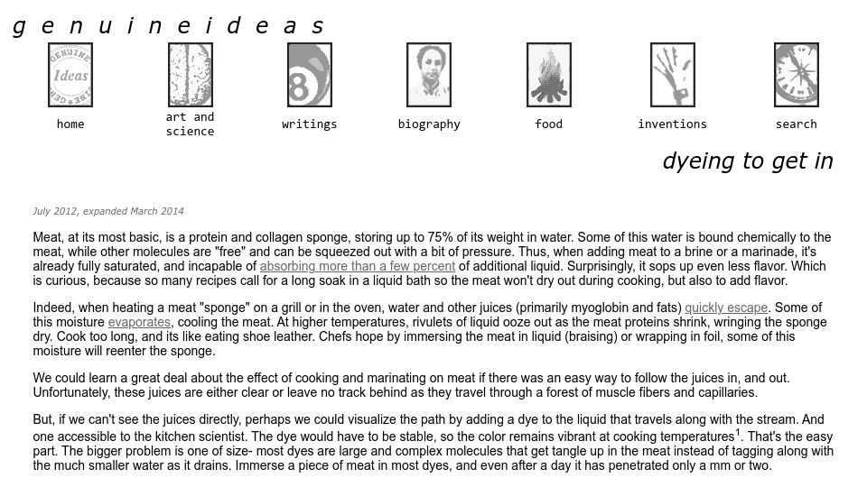 Screenshot of genuineideas.com: Dyeing to get in (2014)