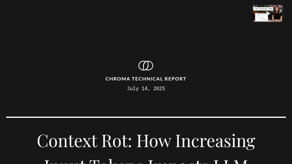 Screenshot of research.trychroma.com: Context Rot: How increasing input tokens impacts LLM performance