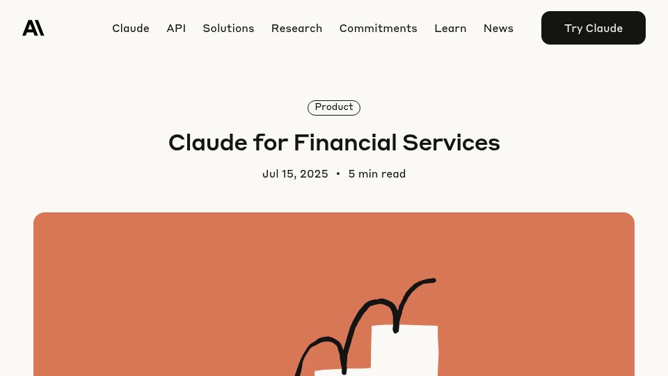 Screenshot of anthropic.com: Claude for Financial Services