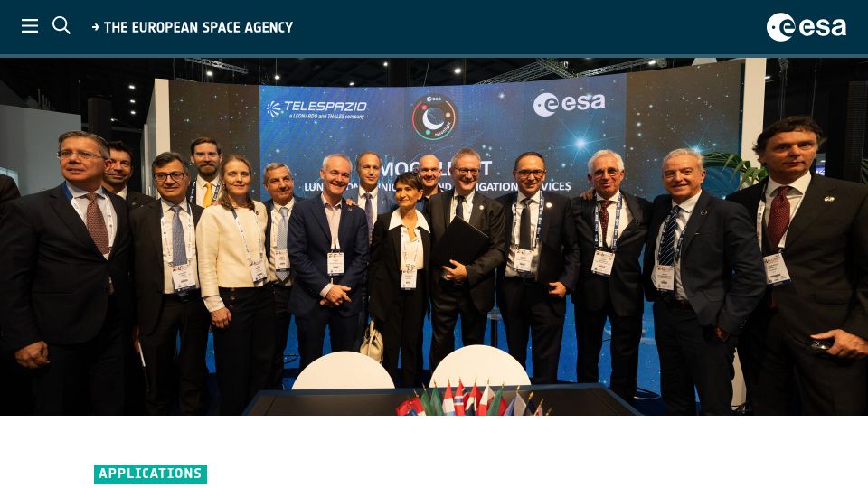 Screenshot of esa.int: ESA’s Moonlight programme: Pioneering the path for lunar exploration (2024)