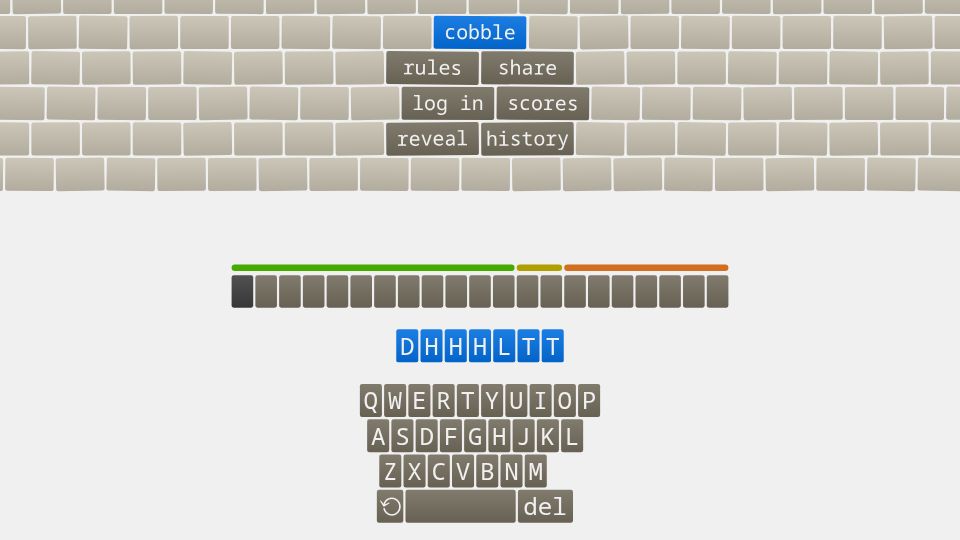 Screenshot of wilf.live: Show HN: Cobble – A hard daily word game