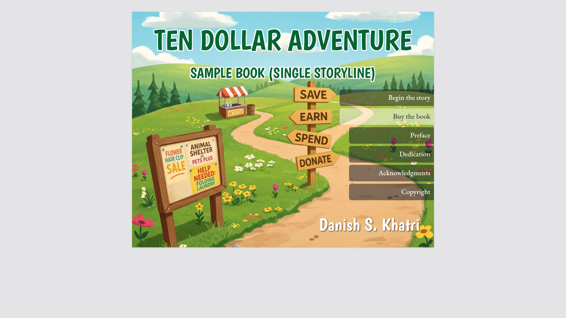 Screenshot of tendollaradventure.com: Show HN: A 'Choose Your Own Adventure' written in Emacs Org Mode