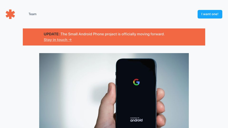 Screenshot of smallandroidphone.com: I want an iPhone Mini-sized Android phone (2022)