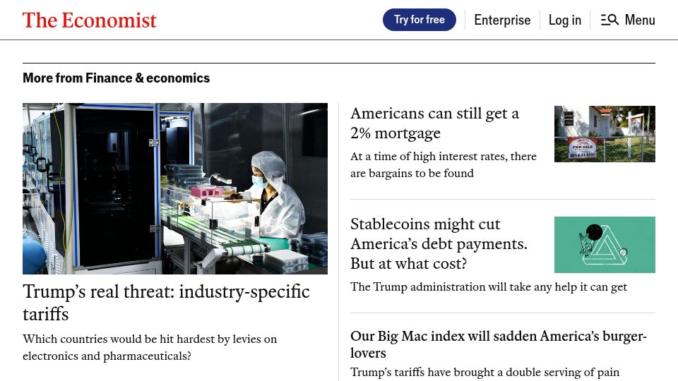 Screenshot of economist.com: Why is AI so slow to spread?