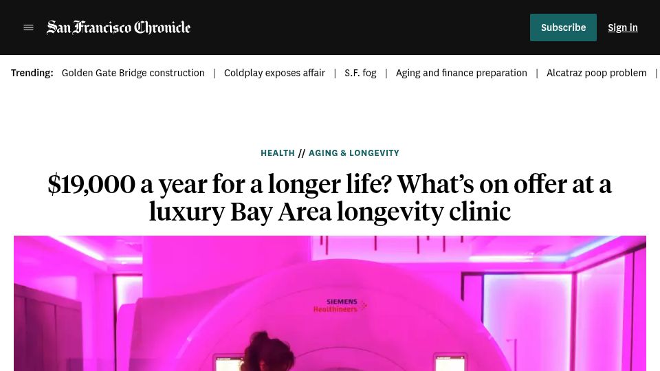 Screenshot of sfchronicle.com: What’s on offer at a luxury Bay Area longevity clinic