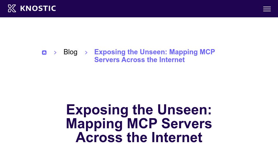 Screenshot of knostic.ai: Exposed MCP servers across the internet
