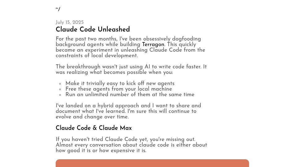 Screenshot of ymichael.com: Claude Code Unleashed