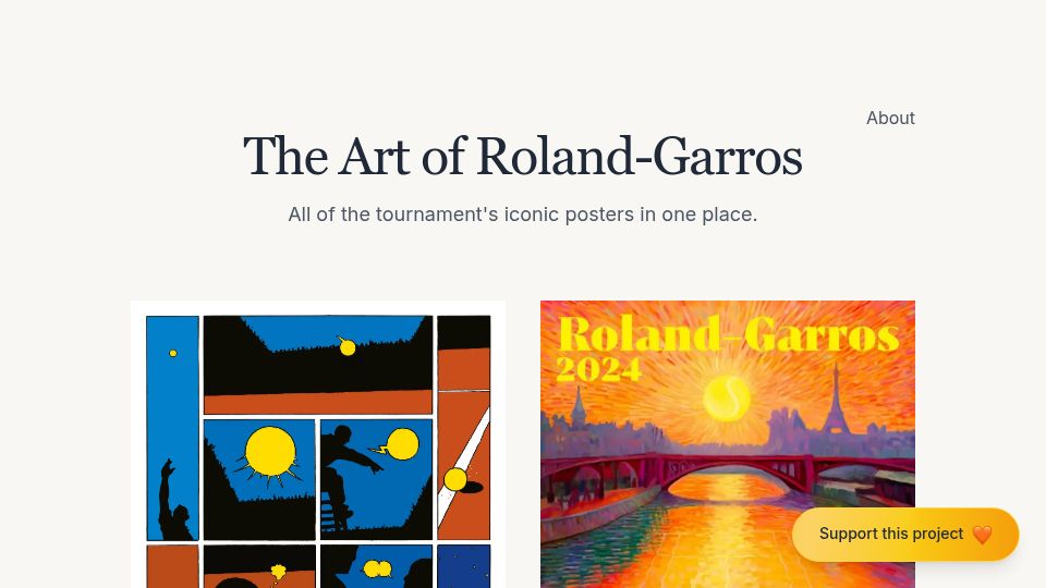 Screenshot of garros.gallery: The Art of Roland-Garros