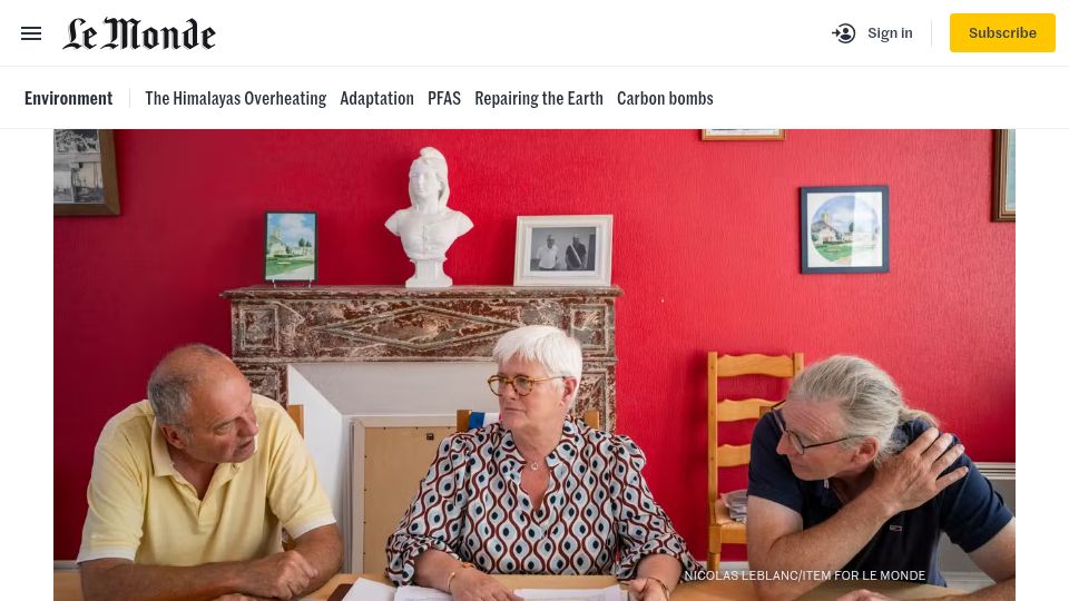 Screenshot of lemonde.fr: French villages have no more drinking water. The reason? PFAS pollution