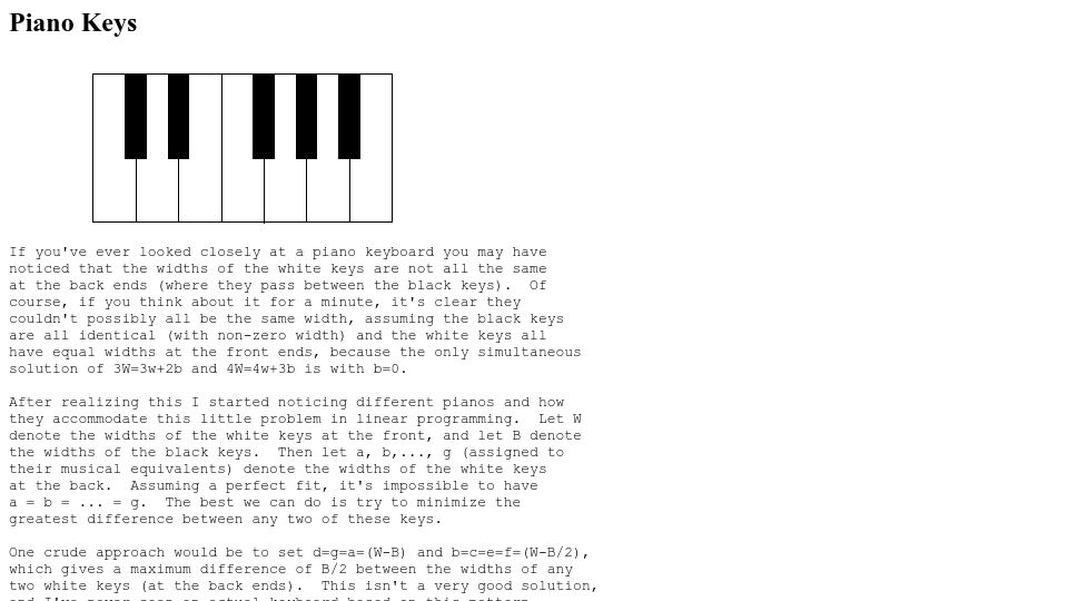 Screenshot of mathpages.com: Piano Keys