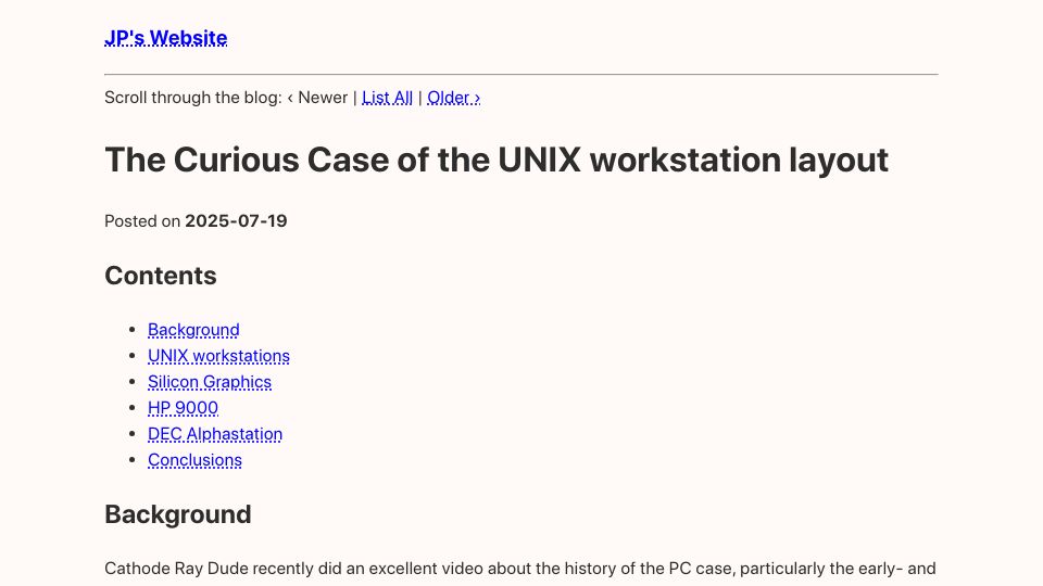 Screenshot of thejpster.org.uk: The curious case of the Unix workstation layout
