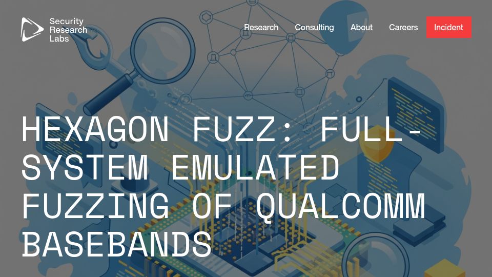Screenshot of srlabs.de: Hexagon fuzz: Full-system emulated fuzzing of Qualcomm basebands