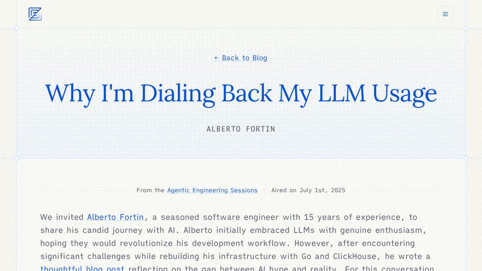Screenshot of zed.dev: I'm dialing back my LLM usage