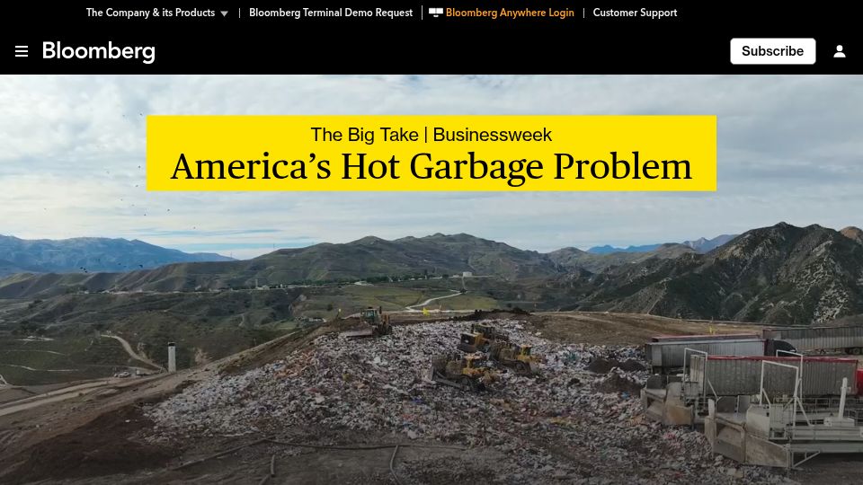 Screenshot of bloomberg.com: America's Hot Garbage Problem