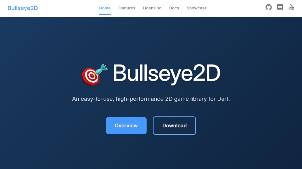 Screenshot of bullseye2d.org: Show HN: I made a 2D game engine in Dart