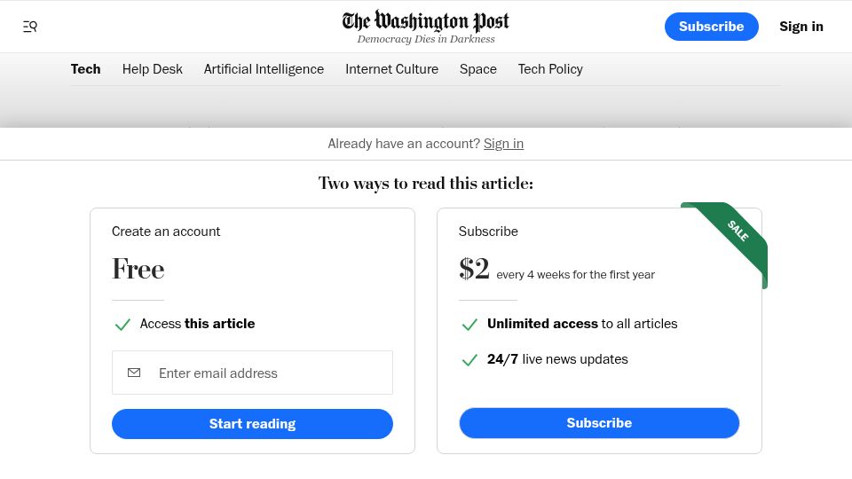 Screenshot of washingtonpost.com: AI note takers are flooding Zoom calls as workers opt to skip meetings