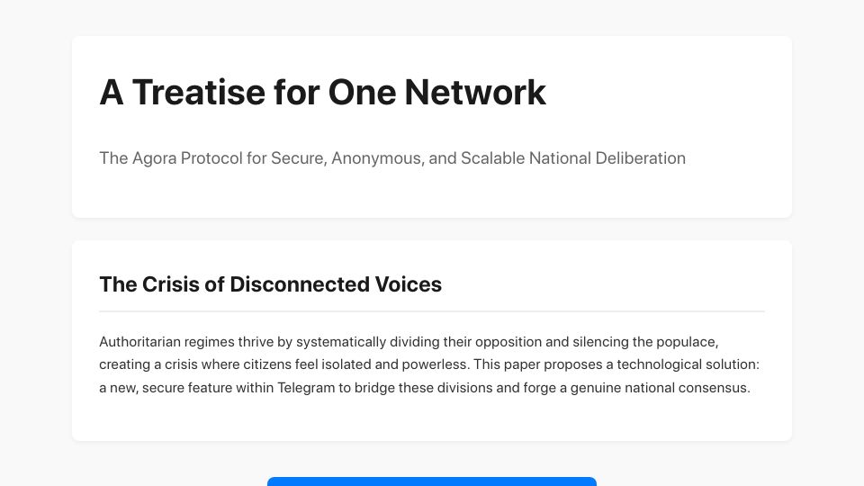 Screenshot of simurgh-beau.github.io: A Treatise for One Network – Anonymous National Deliberation [pdf]
