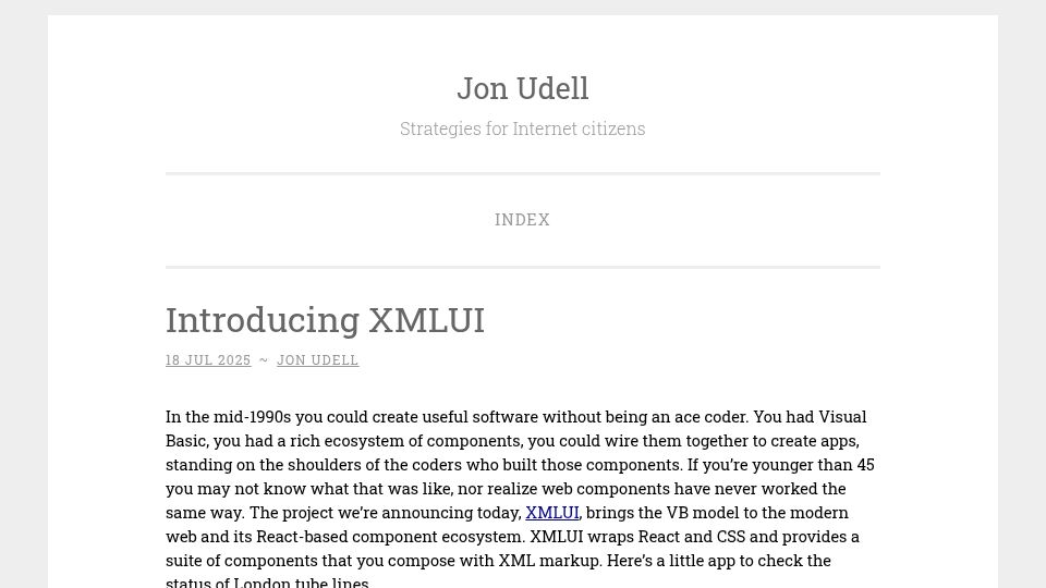 Screenshot of blog.jonudell.net: XMLUI