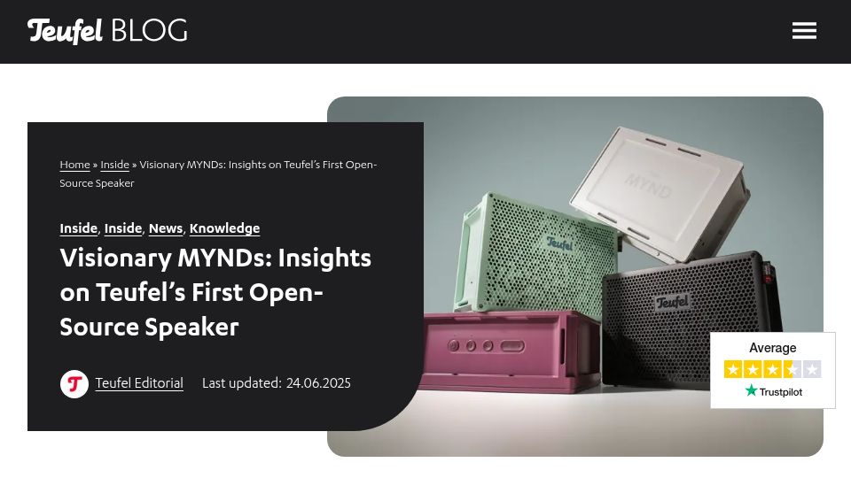 Screenshot of blog.teufelaudio.com: Insights on Teufel’s first open-source speaker