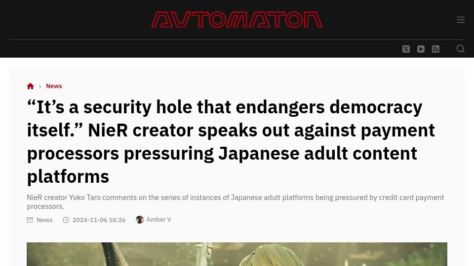 Screenshot of automaton-media.com: Payment processors' bar on Japanese adult content endangers democracy (2024)