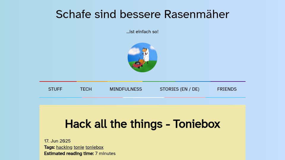 Screenshot of schafe-sind-bessere-rasenmaeher.de: Hacking a Toniebox