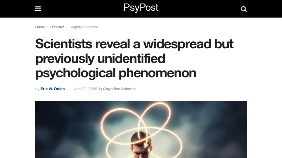 Screenshot of psypost.org: Scientists reveal a widespread but unidentified psychological phenomenon