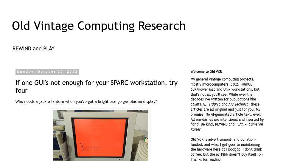 Screenshot of oldvcr.blogspot.com: Comparison of MGR, SunView, OpenWindows and X11R6 (2022)
