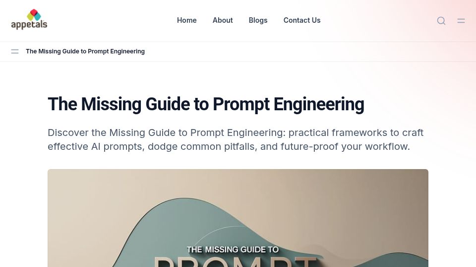 Screenshot of appetals.com: The Missing Guide to Prompt Engineering