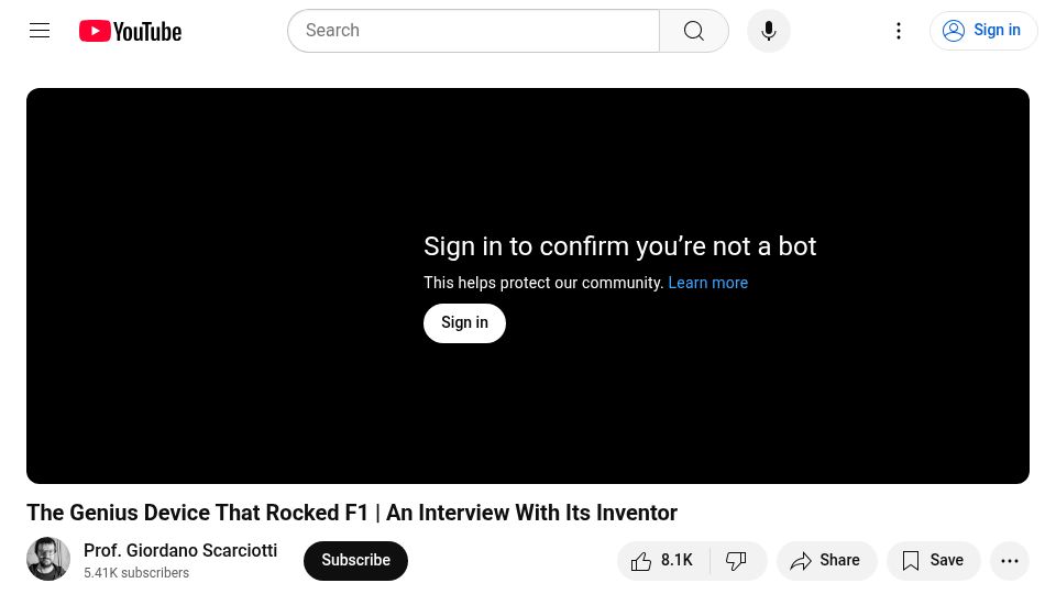 Screenshot of youtube.com: The Genius Device That Rocked F1