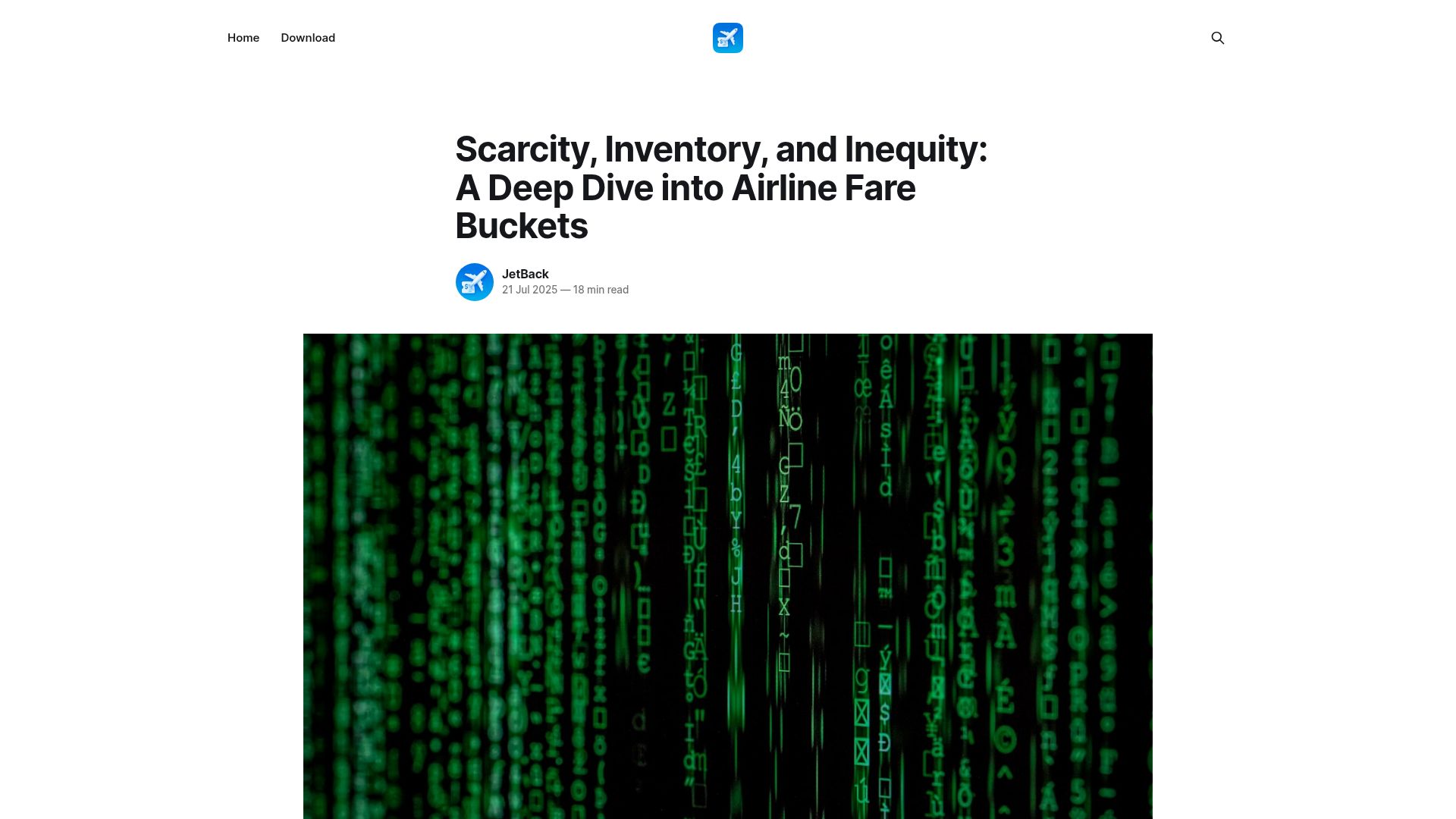 Screenshot of blog.getjetback.com: Scarcity, Inventory, and Inequity: A Deep Dive into Airline Fare Buckets