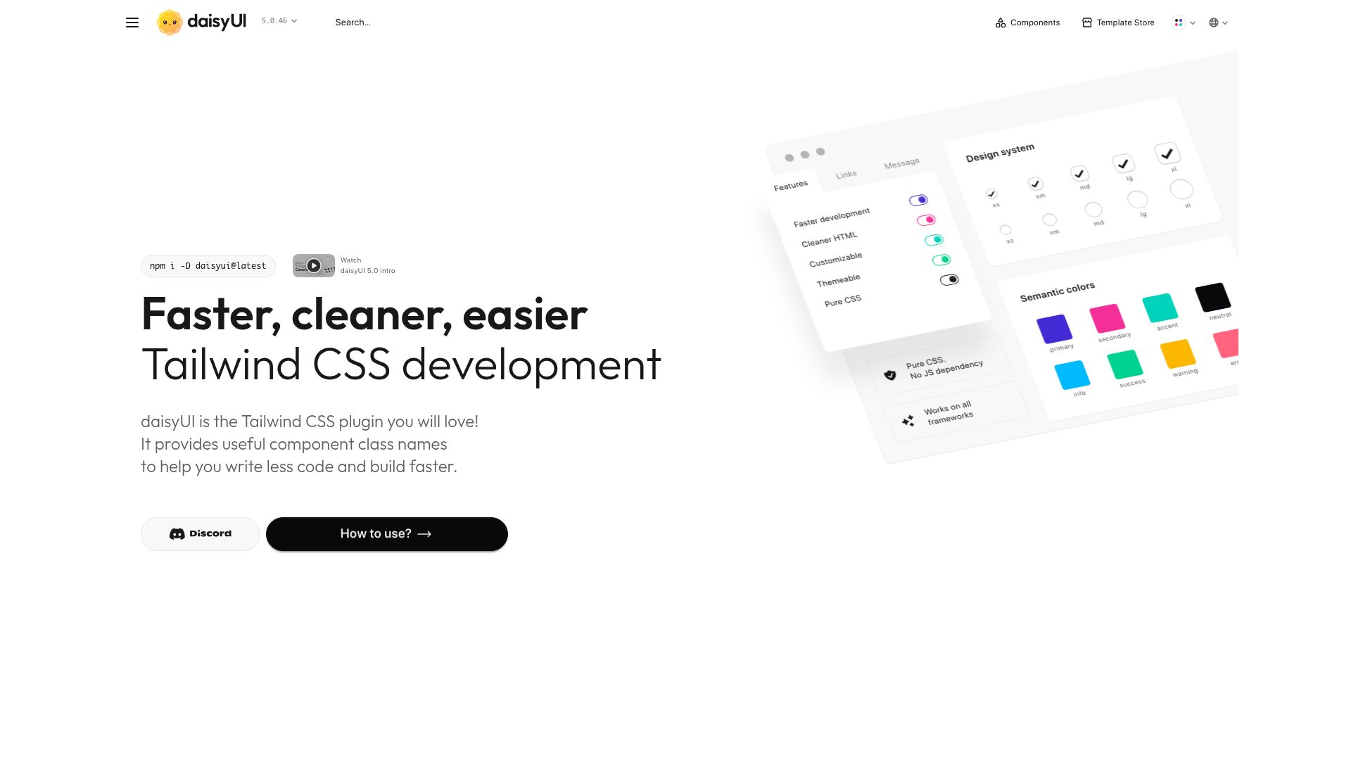 Screenshot of daisyui.com: DaisyUI: Tailwind CSS Components