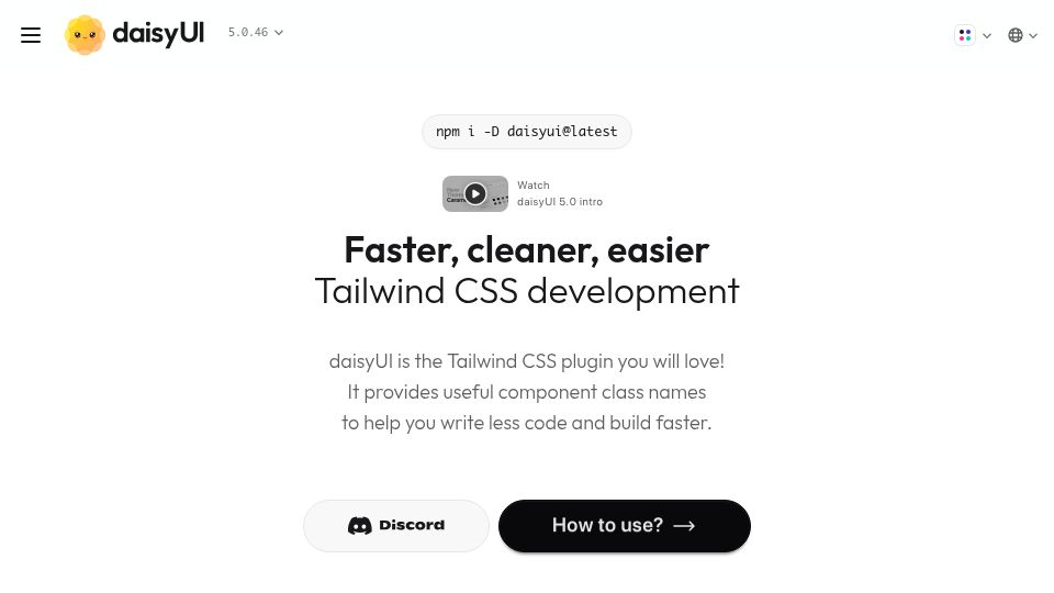 Screenshot of daisyui.com: DaisyUI: Tailwind CSS Components